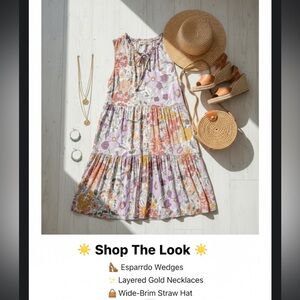 Style U Retro Floral Tiered Mini Dress with Pockets - Size Medium